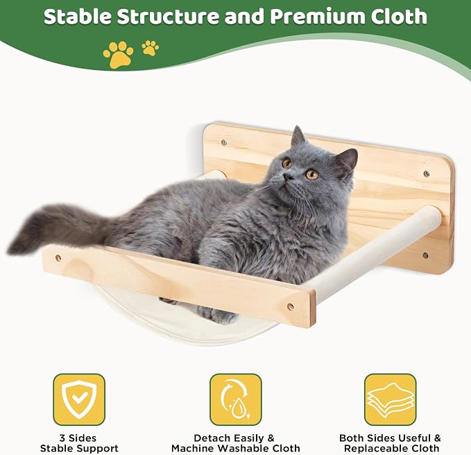 Cat Wall Shelves and Hammock Set, Cat Bridge Wall-Mounted - Image 5