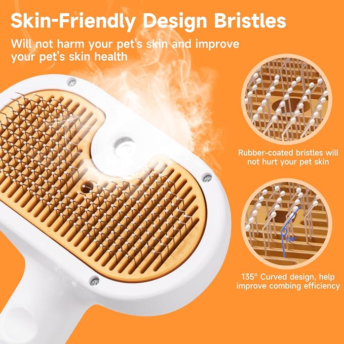 Pet Steam Brush for Dog & Cat – shower bath brush – Steam for Shedding & - Image 4