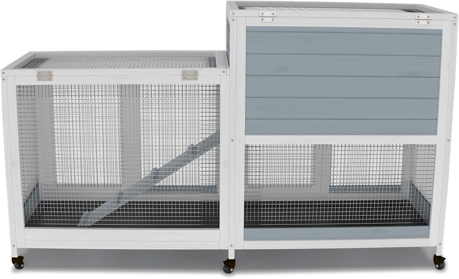 GDLF 58" Rabbit Hutch with Wheels and Cleaning Tray - GlobalHabitat Supply
