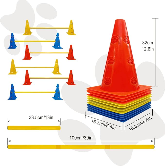 Dog Agility Hurdle Cone Set, Dog Agility Set Include 12 Agility Cones 6 Agility - Image 6