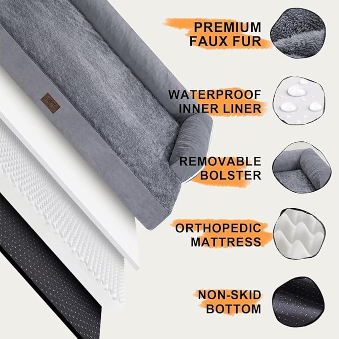 Large Dog Bed Orthopedic Washable, Big Large XXXLarge Dogs, Orthopedic Grey - Image 5