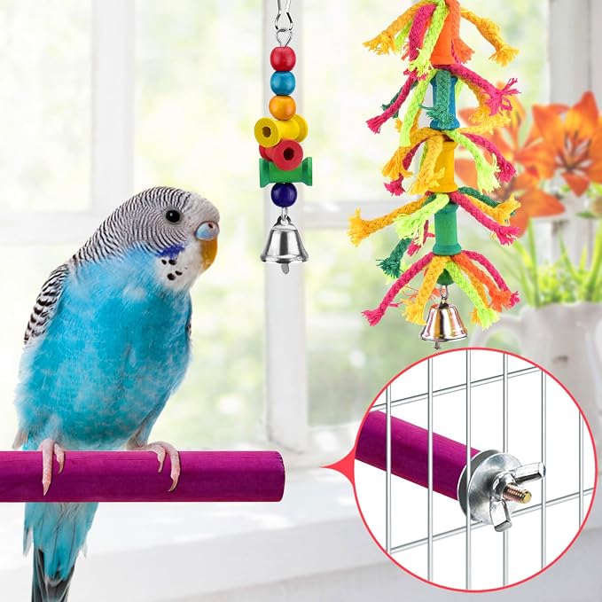 KATUMO Bird Toys, Parrot Swing Parakeet Ladder Conure Wood Perch Bird Chew Toys - Image 4