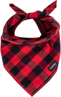 Christmas Dog Bandana XLarge-Red Black Dog Scarf Buffalo Plaid Printing by Gofshy