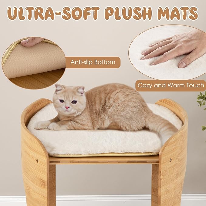 Tangkula Elevated Cat Bed for Indoor Cats, 2-Tier Cute Small Cat Tree Tower - Image 7