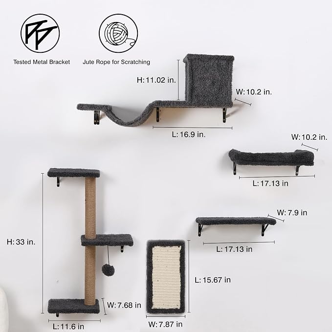 5-in-1 Cat Wall Shelves, Perch & Lounge - Image 7
