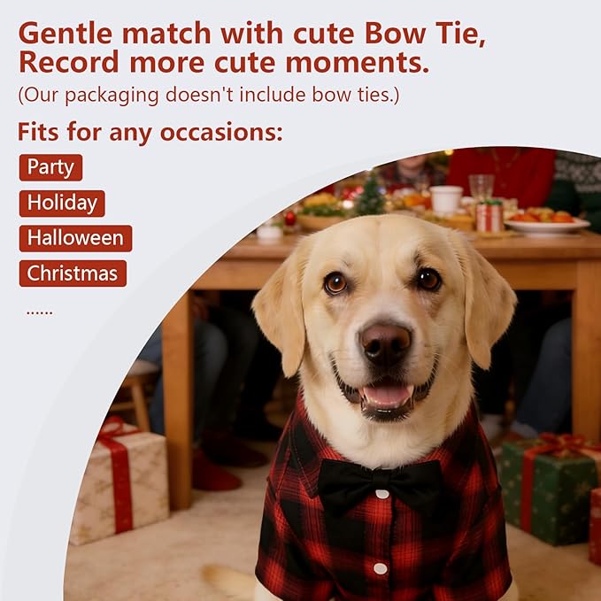Koneseve Dog Shirt, Pet Plaid Clothes Shirt T-Shirt, Sweater Bottoming Shirt - Image 5