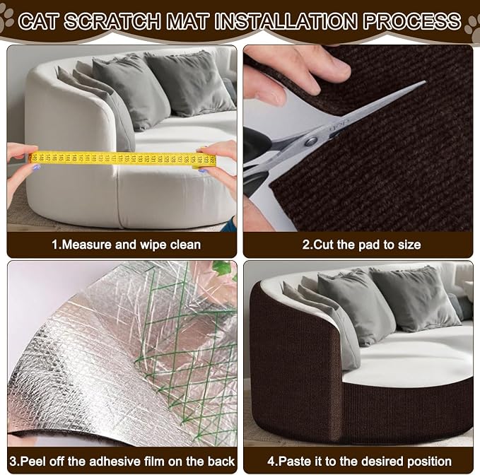 Cat Scratch Mat, 118.5"x15.9" Trimmable Self-Adhesive Cats Scratch Carpet - Image 7