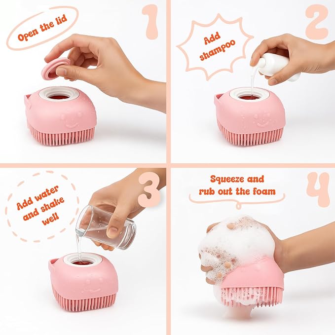 HamInWay Dog Bath Brush, 2-in-1 Dog Grooming Brush - Image 2