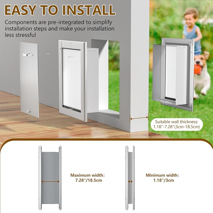 Ownpets Aluminum Dog Door for Wall and Door, Double Flap Energy Efficient - Image 5
