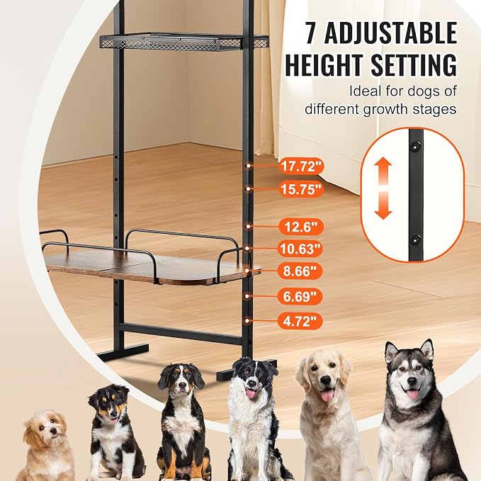 VEVOR Elevated Dog Bowls with 7 Adjustable Height, Dog Feeding Station with - Image 3