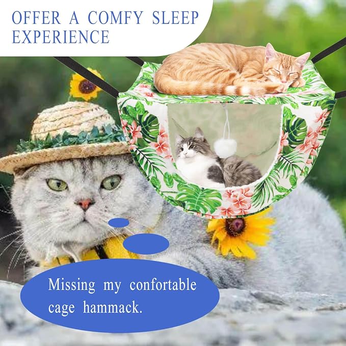 JSPYFITS Cat Cage Hammock with Ball, Double Layer Hanging Adjustable Soft Pet - Image 8
