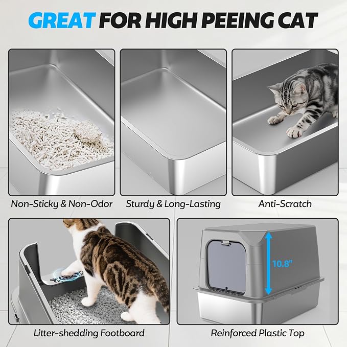 Enclosed Stainless Steel Cat Litter Box - Image 3