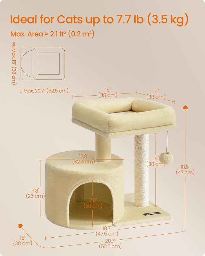 Feandrea Cat Tree, Small Cat Tower - Image 5