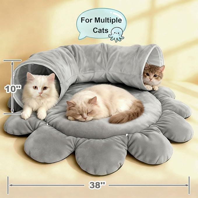 Cat Tunnel Bed for Indoor Cats, Peekaboo Cat Cave Bed, Cat Tunnel Christmas - Image 6