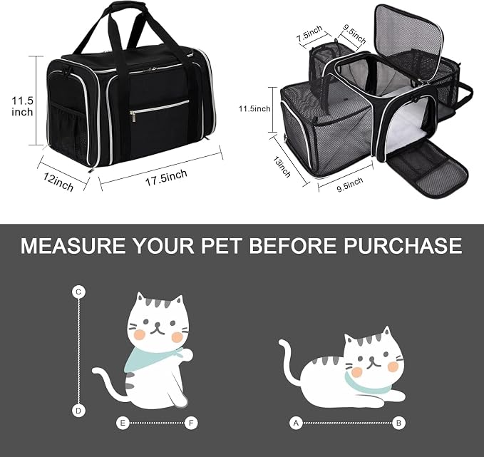 BAGLHER Cat Carrier Bag, Airline Approved Pet Carrier Soft Side Pet Travel 5 - Image 2