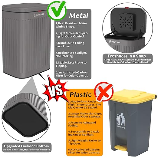 PAWZIDEA Dog Poop Trash Can Outside Wall Mount Odor Control, 2.1 Gallon Small - Image 7
