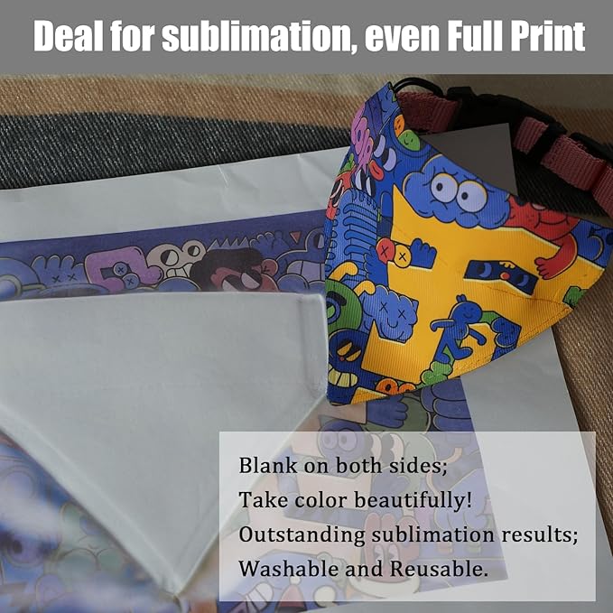 8 Packs Sublimation Blank Dog Bandana Over Collar, Pet Collar Sip-On Bandana - Image 5