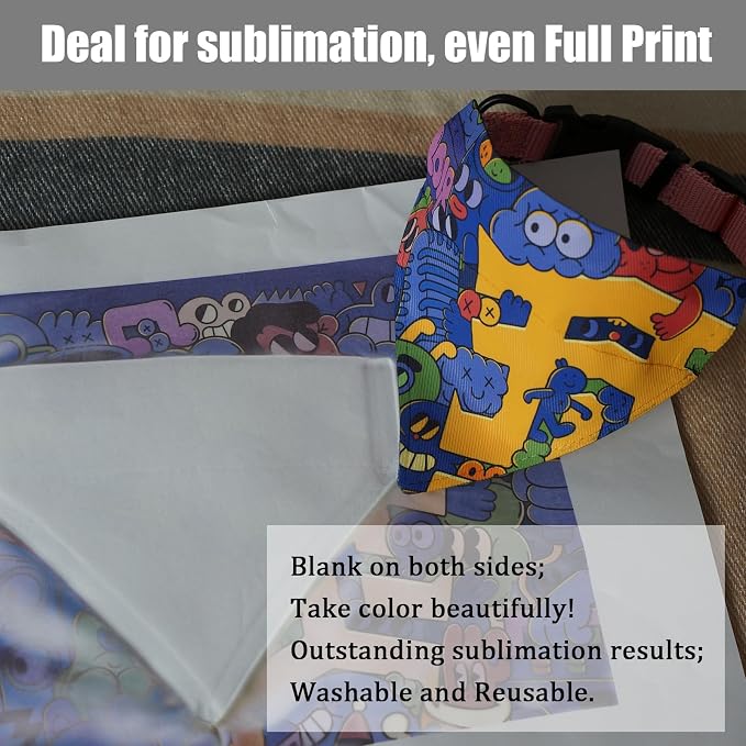 8 Packs Sublimation Blank Dog Bandana Over Collar, Pet Collar Slip-On Bandana - Image 5