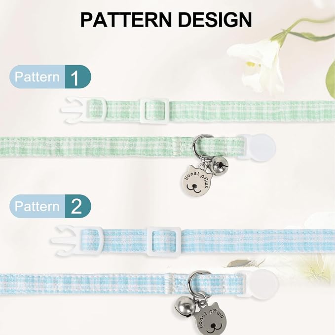 Lionet Paws 2pcs Pack Cotton Cat Collar, Breakaway Buckle - Image 2
