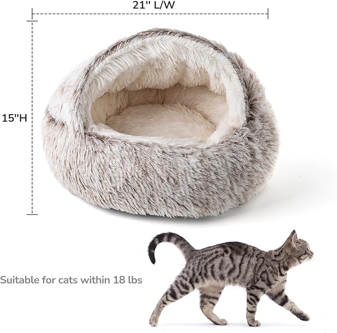 CATISM Plush Hooded Cat Bed, Calming Nest, Self-Warming Cave, Cozy Pod - Image 8