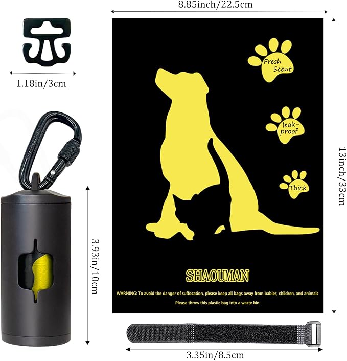 Metal Dog Poop Bag Holder w/Leash Clip|Durable Scratch-Resistant Aluminum|135 - Image 4