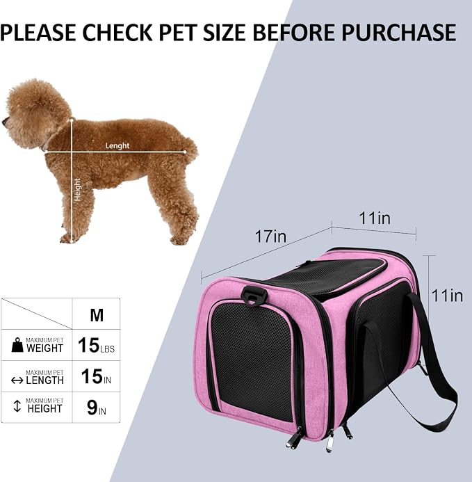 Henkelion Pet Carrier for Small Medium Cats Dogs Puppies up to 15 Lbs, TSA - Image 8