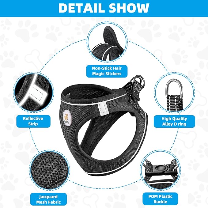 Hipubby Dog Harness and Leash Set, No Pull Soft Mesh Puppy Harness - Image 3
