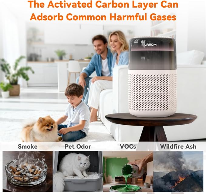 AIRROMI HEPA Air Purifier for Bedroom&Home, Pet Air Purifier for Home Pets - Image 5