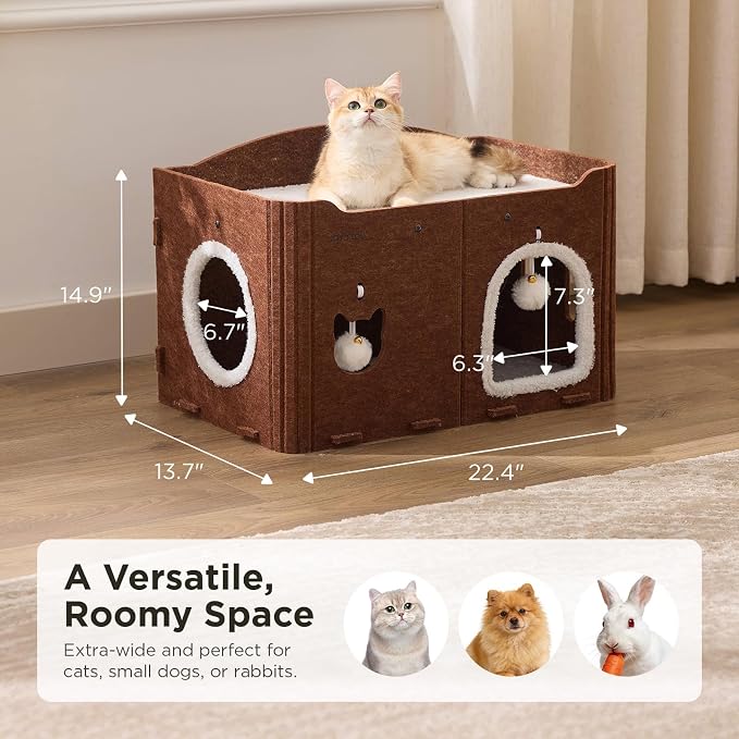 Joydeco Cat House for Indoor Cats, Extra Wide Scratch Resistant Felt Cat Condo - Image 6