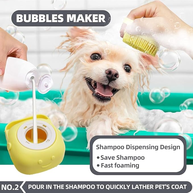 6-in-1 Grey Pet Grooming Kit: Hair Brush, Washing Gloves, Slicker Brush - Image 3