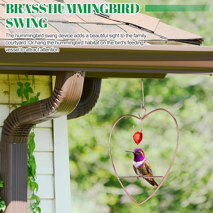 LemonRoad Hummingbird Swing, Tweet Heart Birdie Swing, Copper Hummingbird Perch - Image 4