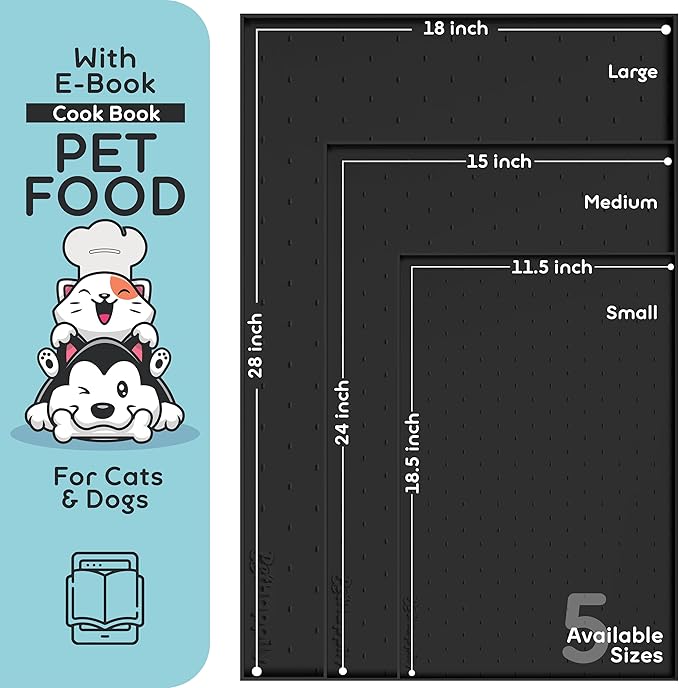 Dog Food Mat - 24x15” Large Silicone Pet Food Mat, Raised Edges - Image 2