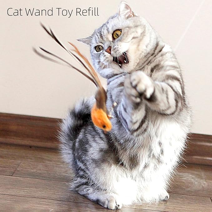 4 Bird Cat Wand Toy Refill for Indoor Cats, Interactive Birds Simulation Set - Image 3