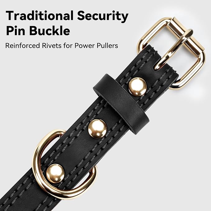 Joytale Leather Dog Collar for Medium Dogs, Genuine Thick Solid Leather - Image 4