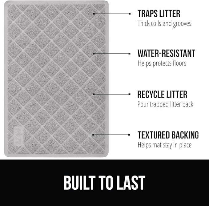 GORILLA GRIP Cat Litter Box Mat, Water Resistant, US Designed Kitty Litter - Image 2