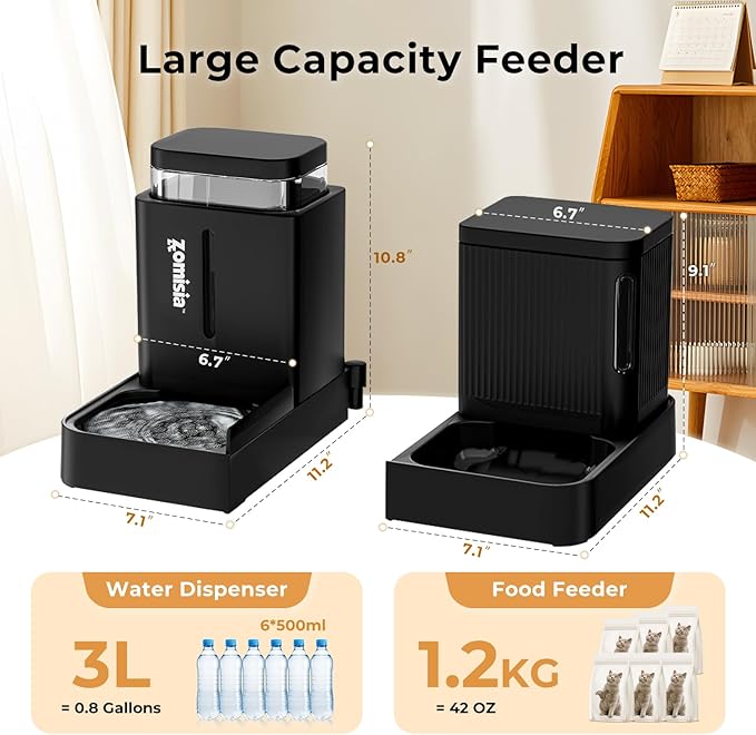 Gravity Cat Feeder and Water Dispenser, 2 in 1 Automatic Cat Feeder - Image 2