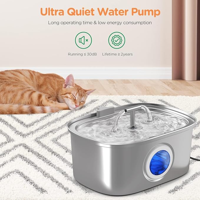 Cat Water Fountain Stainless Steel: 108oz/3.2L Automatic Pet Water Fountain - Image 5