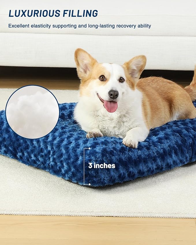 KSIIA Washable Dog Bed Comfy Dog Crate Pad Deluxe Plush Pet Bed Non-Slip Kennel - Image 3
