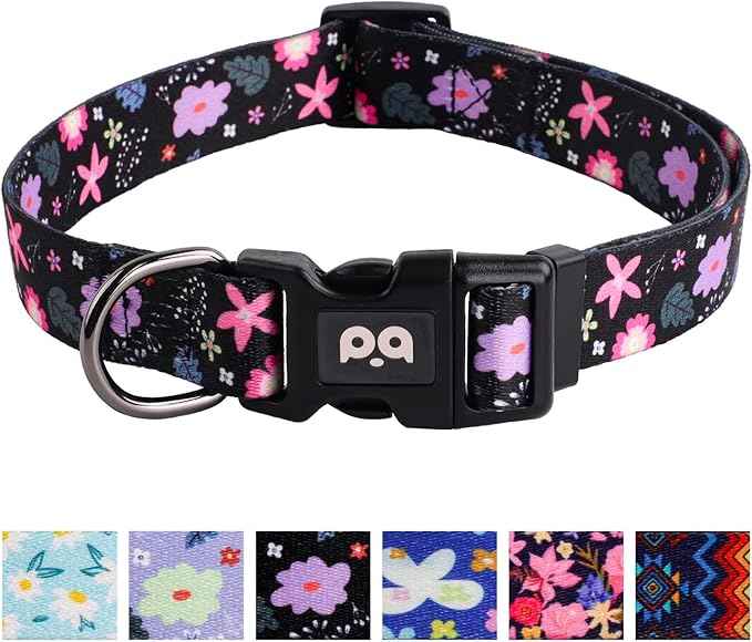 QQPETS Adjustable Soft Dog Collar: Print Flower Pink Multicolor Cute Patterns