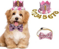 Pet Birthday Hat, Dog Birthday Crown Hat and Bowtie by Elionless