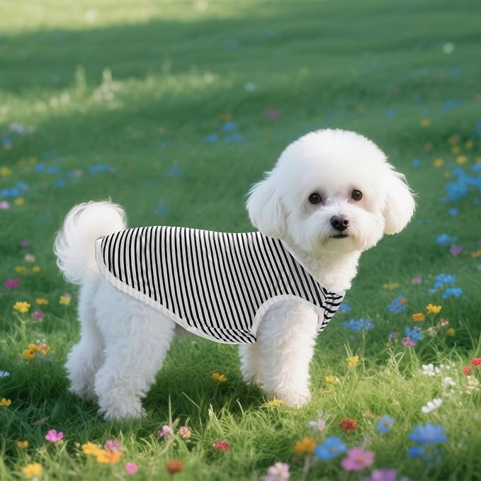3 Pcs Cat Shirts Solid Color Dog Clothes Summer Sleeveless Stripe Pet T Shirts - Image 6
