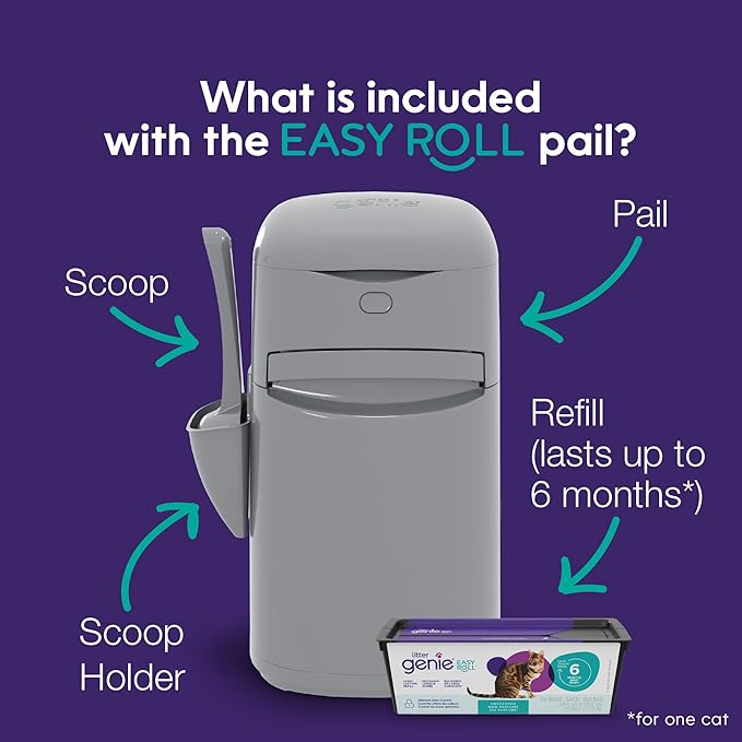 Litter Genie Easy Roll Cat Litter Disposal Pail | Odour Control, Refill Bags & - Image 2