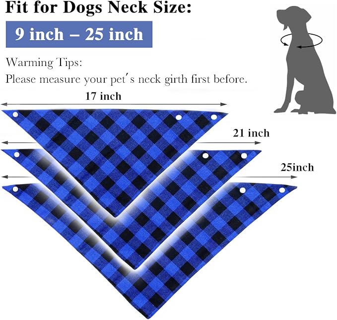 Christmas Plaid Bandana with Button, Fall Dual Layer Soft Cotton Triangle Dog - Image 3