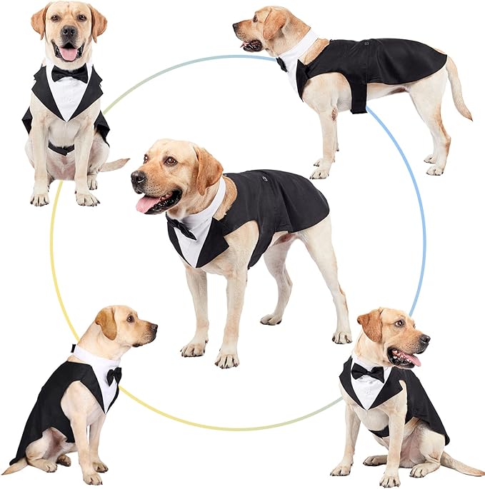 Segarty Dog Tuxedo and Bandanas Suit Formal Wedding Costume, Adjustable Pet - Image 5
