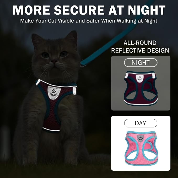 SCENEREAL Cat Harness and Leash Set Escape Proof, Adjustable Soft Air Mesh - Image 4