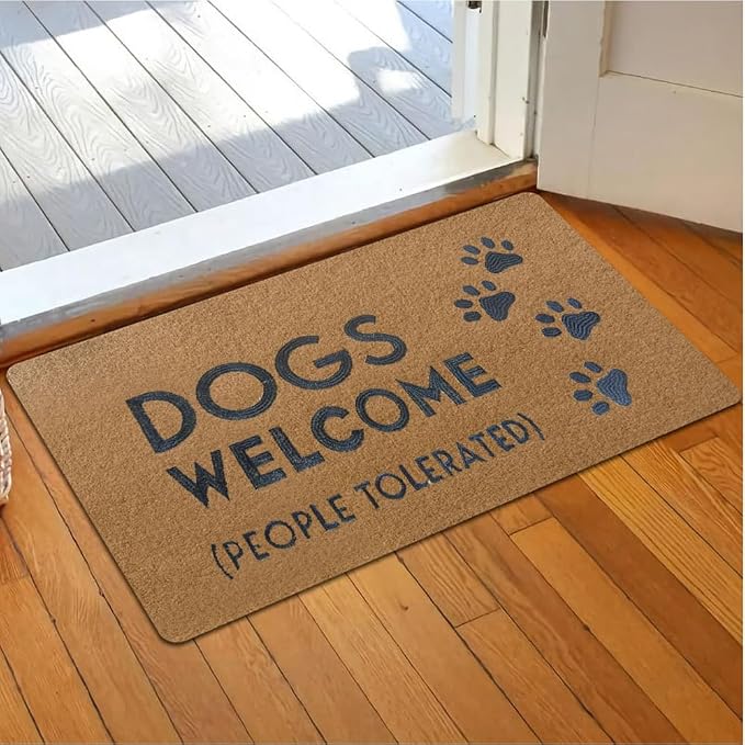 Assaoy Dogs Welcome People Tolerated Doormat Dog Welcome Funny Door Mats - Image 2