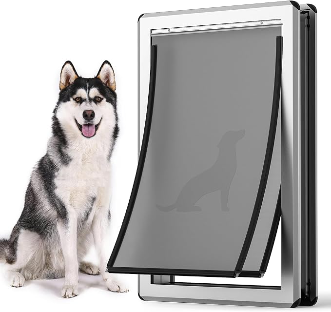 Aluminum XL Dog Door for Door, Open Size:24.4" H x 13.8'', Heavy Duty Doggy Door by LockOutWorriesLetFreedom