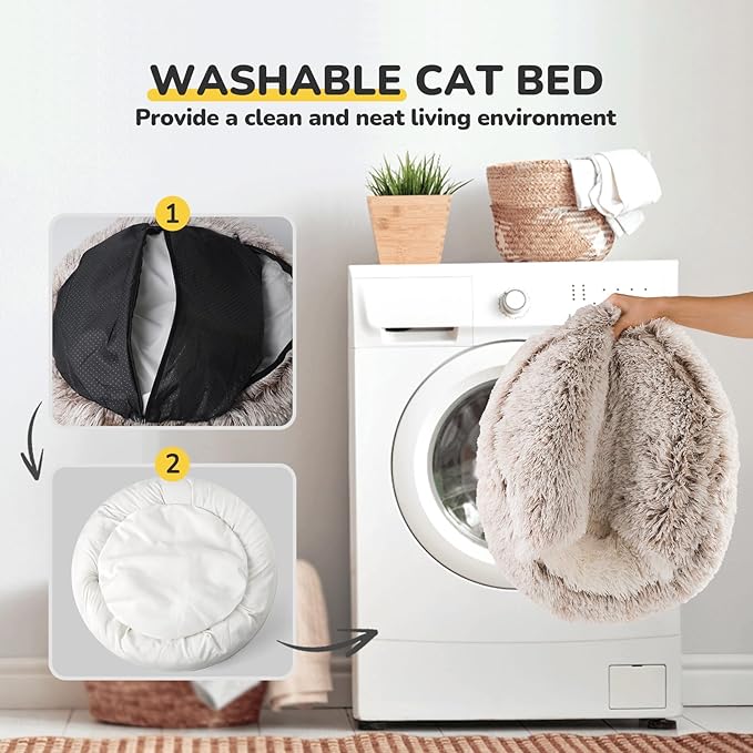 CATISM Cat Bed, Plush Hooded Cat Beds - Image 5