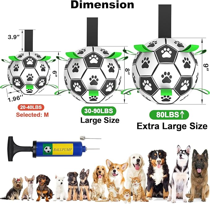 Dog Soccer Ball Toys with Straps, Puppy Birthday Gifts, Dogs Tug Toy, Water Toy - Image 5