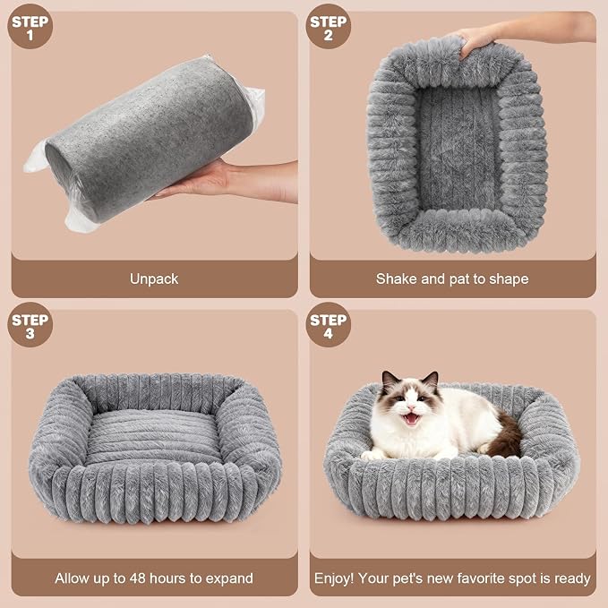 Cat Beds for Indoor Cats, Square Self Warming Cat Bed Orthopedic Pet Bed - Image 6